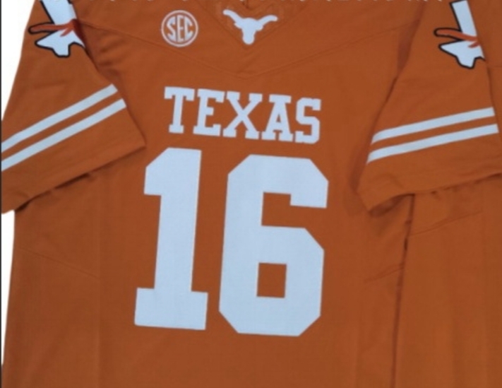 Texas Longhorns 16 yellow jersey comparison for texas longhorns football jersey illustration with longhorns uniforms